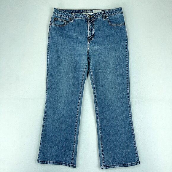 St John's Bay Womens Jeans Blue Size 34 (34x26) Bootcut High Rise Denim Wash - Picture 1 of 9